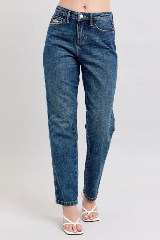 Judy Blue Full Size High Waisted Rigid Magic Non - destroy Straight Leg Jeans Plus Size - Nikki &amp; Co. Boutique
