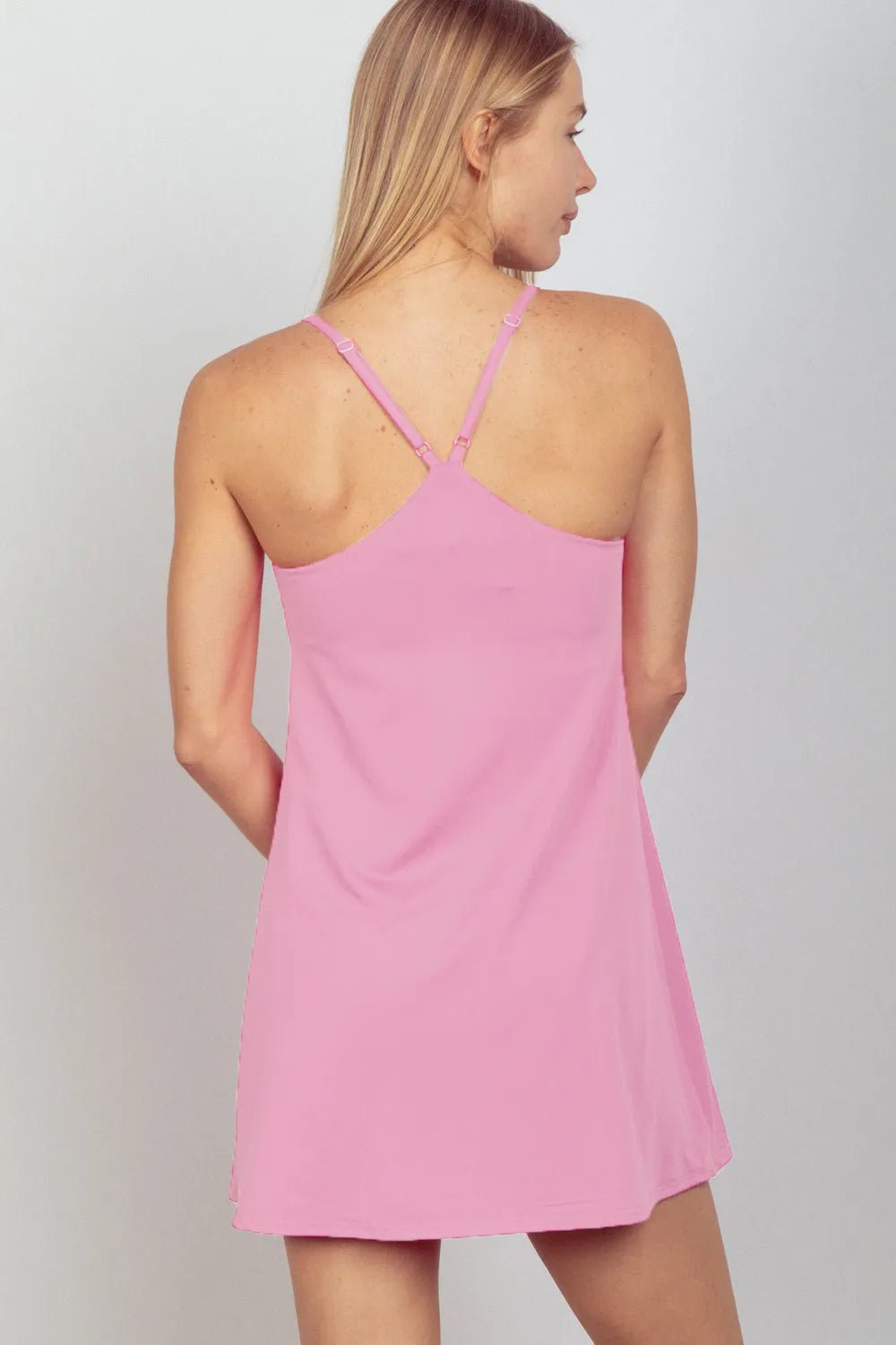 VERY J Sleeveless Active Tennis Dress with Unitard Liner in Mauve - Nikki &amp; Co. Boutique