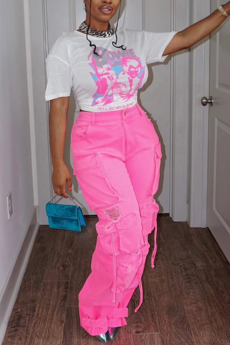 Plus Size Jeans Women Denim Pants Stretch Loose Leggings Y2K Streetwear New Stylish Cargo Pants Cool Girl Fashion Bottoms - Nikki and Co Boutique