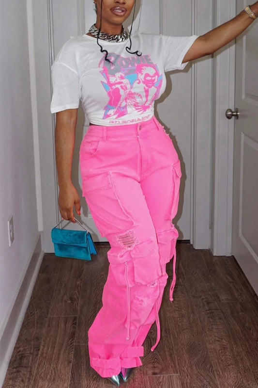 Plus Size Jeans Women Denim Pants Stretch Loose Leggings Y2K Streetwear New Stylish Cargo Pants Cool Girl Fashion Bottoms - Nikki and Co Boutique