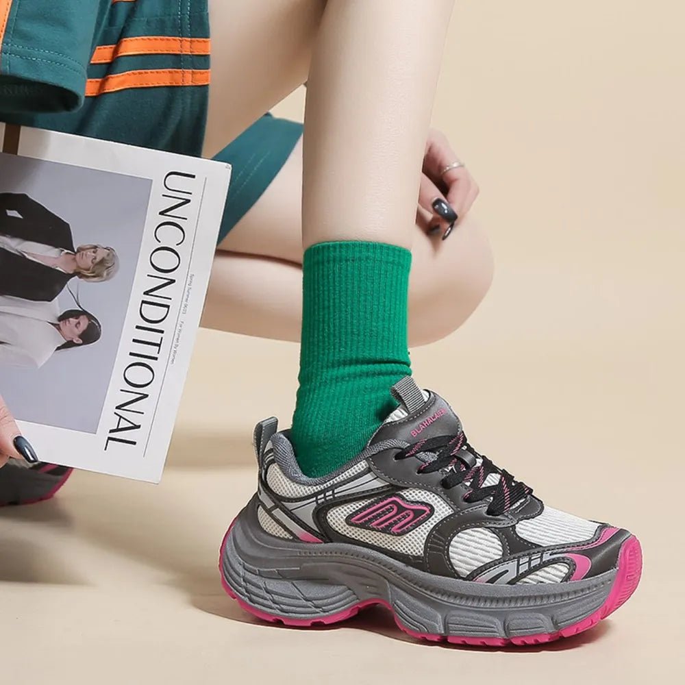 Letter Lace - Up Round Toe Athletic Shoes - Nikki and Co Boutique