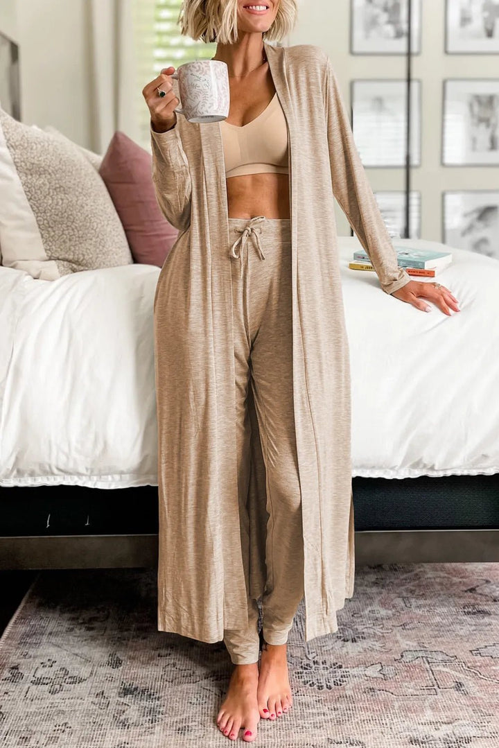 Open Front Long Sleeve Cardigan and Pants Lounge Sets | Nikki &amp; Co. Boutique