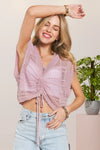 ADORA Drawstring Detail Crochet Top - Nikki and Co Boutique