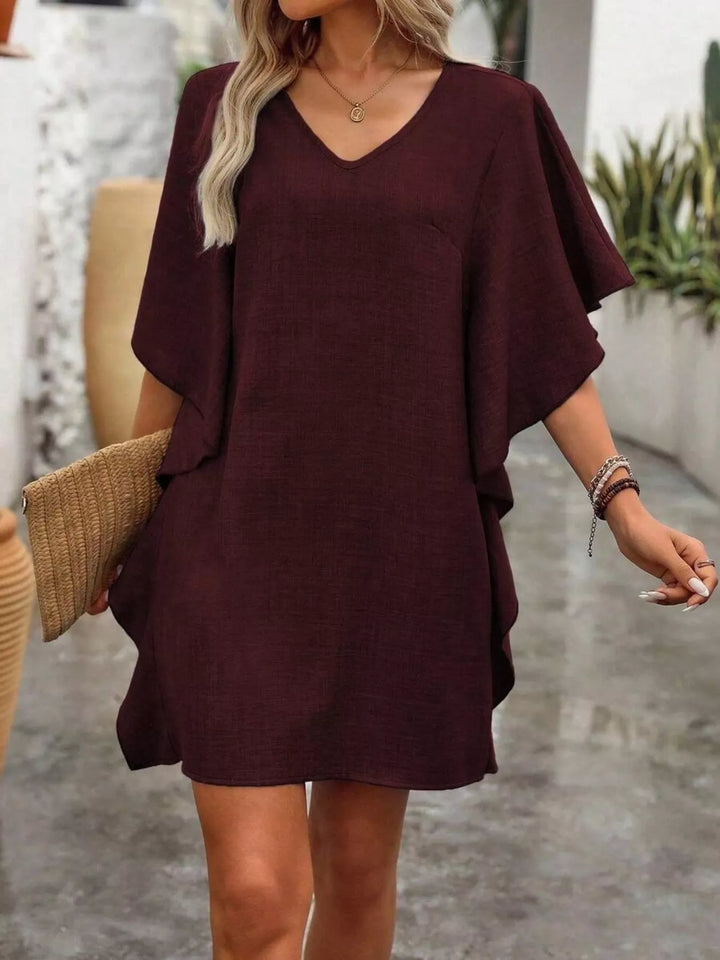 Ruffled Flutter Sleeve V-Neck Mini Dress | Nikki &amp; Co. Boutique