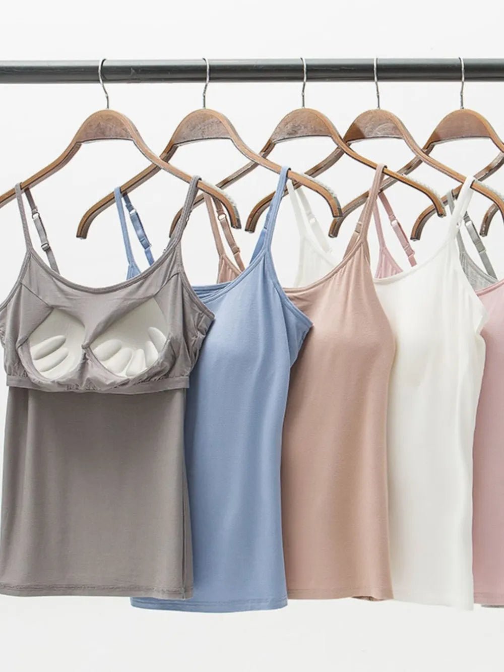 Full Size Adjustable Strap Modal Cami with Bra | Nikki &amp; Co. Boutique