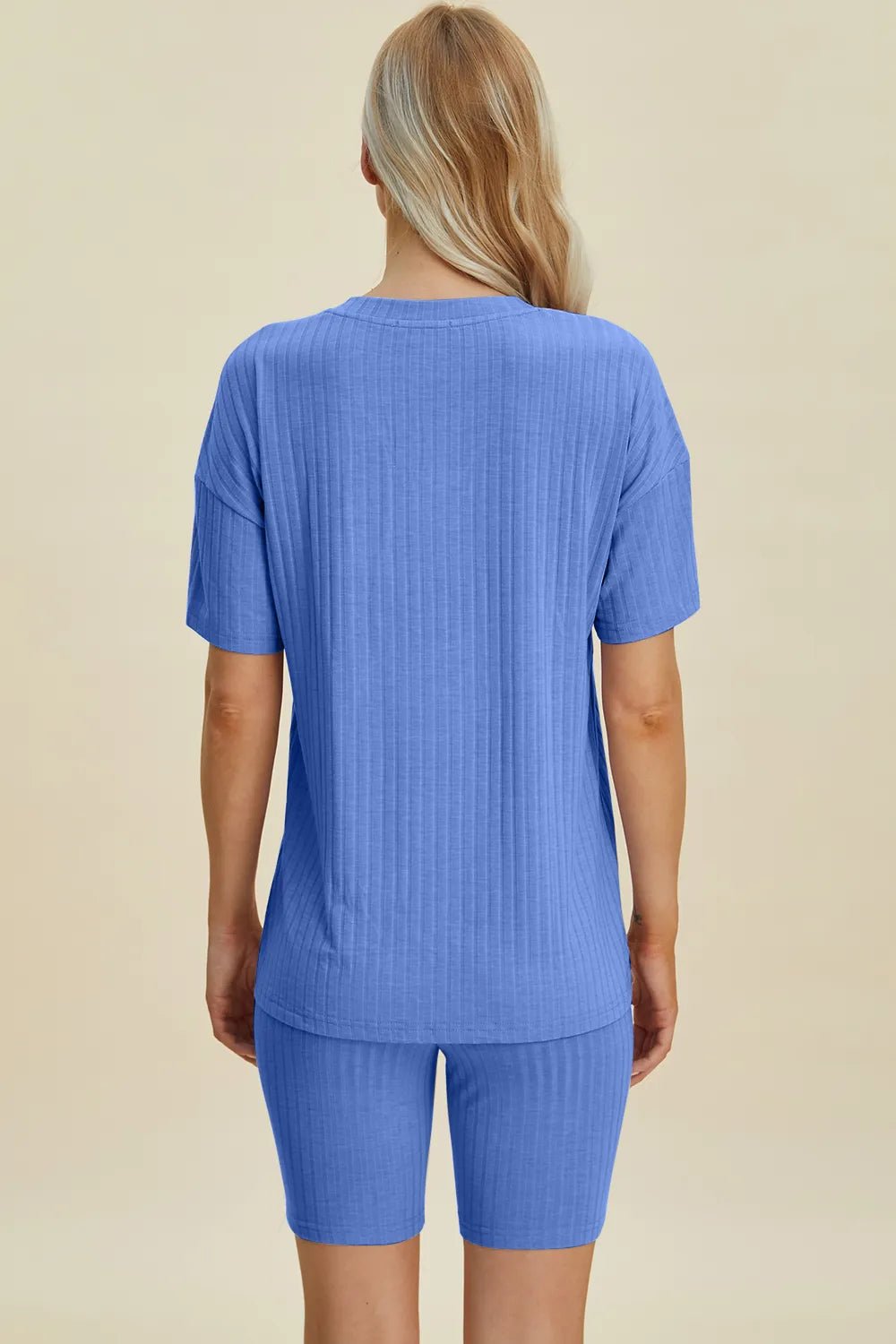 Basic Bae Full Size Ribbed V-Neck Shorts Sleeve Tops and Shorts Sets | Nikki &amp; Co. Boutique