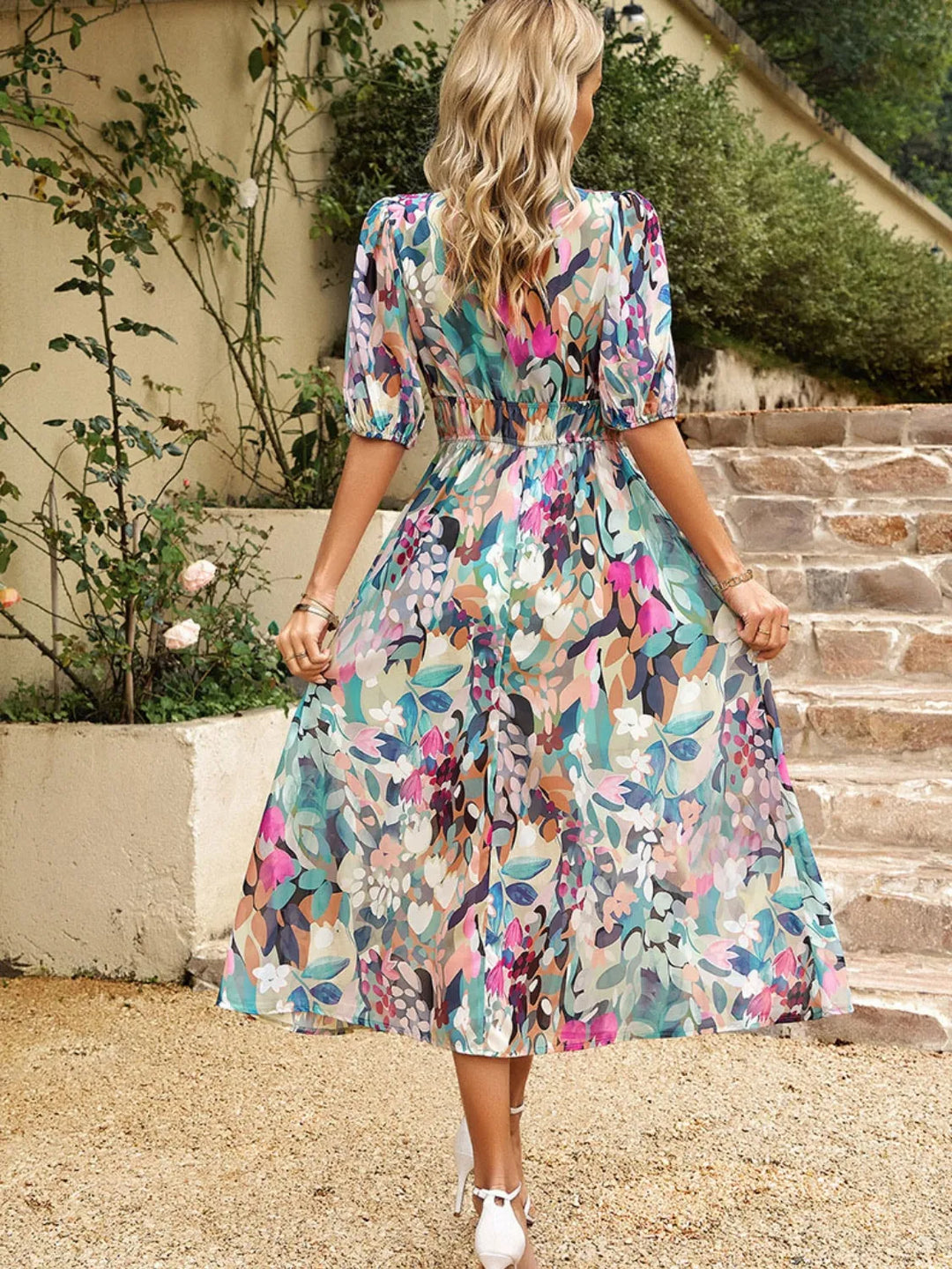 Printed Puff Sleeve Midi Dress | Nikki &amp; Co. Boutique
