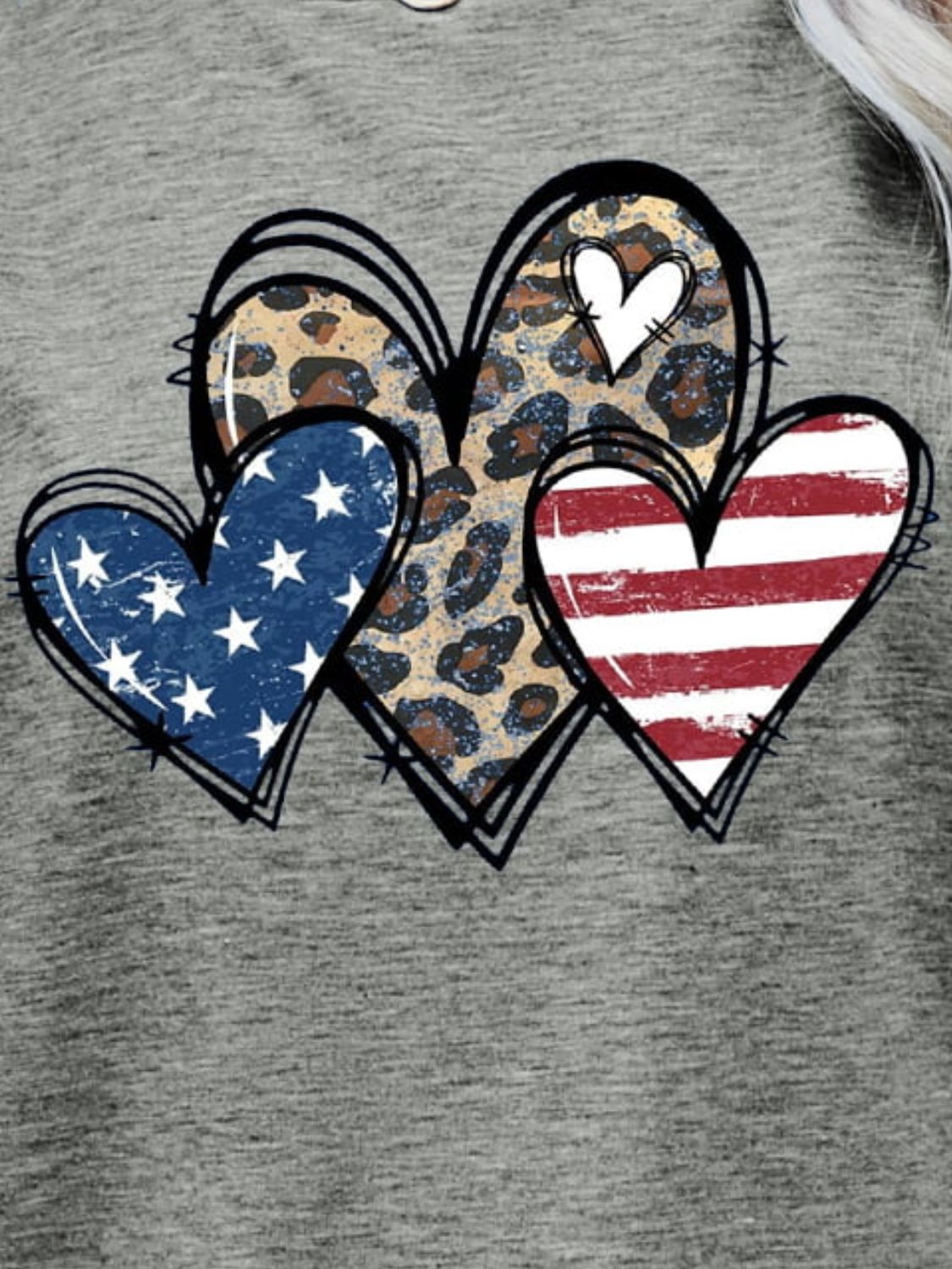 US Flag Leopard Heart Graphic Tee - Nikki and Co Boutique