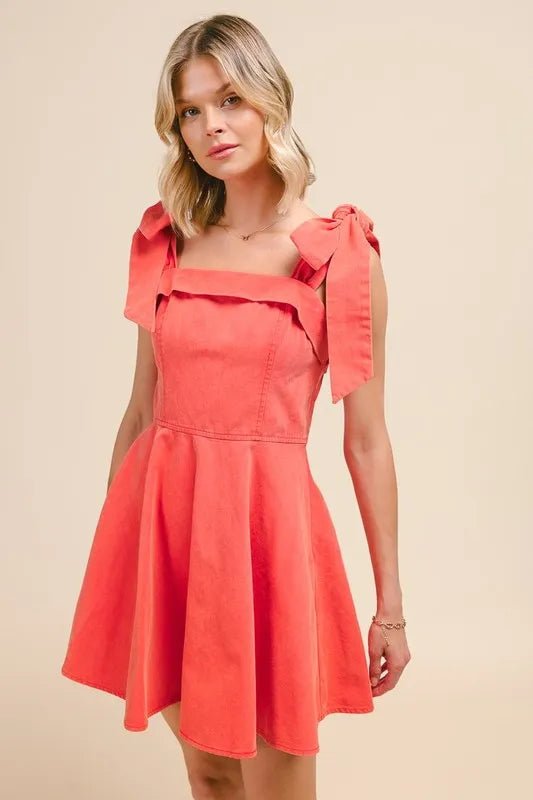 SO ME Fit and Flare Washed Gameday Dress in Orange - Nikki &amp; Co. Boutique