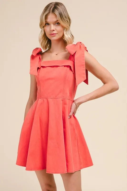 SO ME Fit and Flare Washed Gameday Dress in Orange - Nikki &amp; Co. Boutique