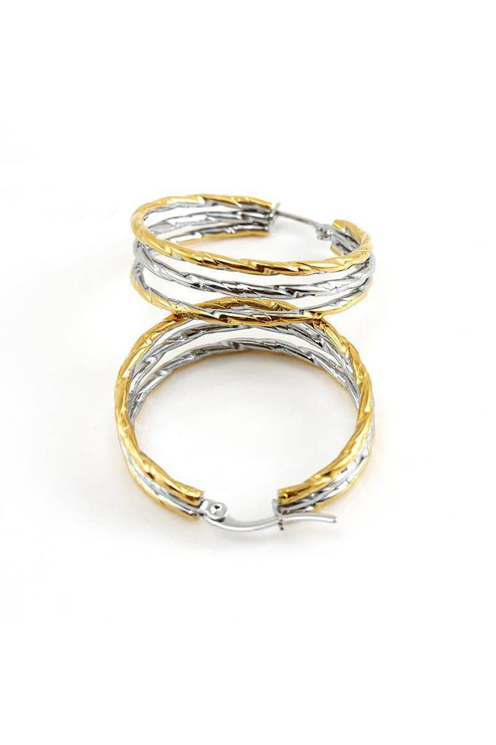 18K Two-Tone Stainless Steel Earrings | Gold &amp; Silver - Nikki &amp; Co. Boutique
