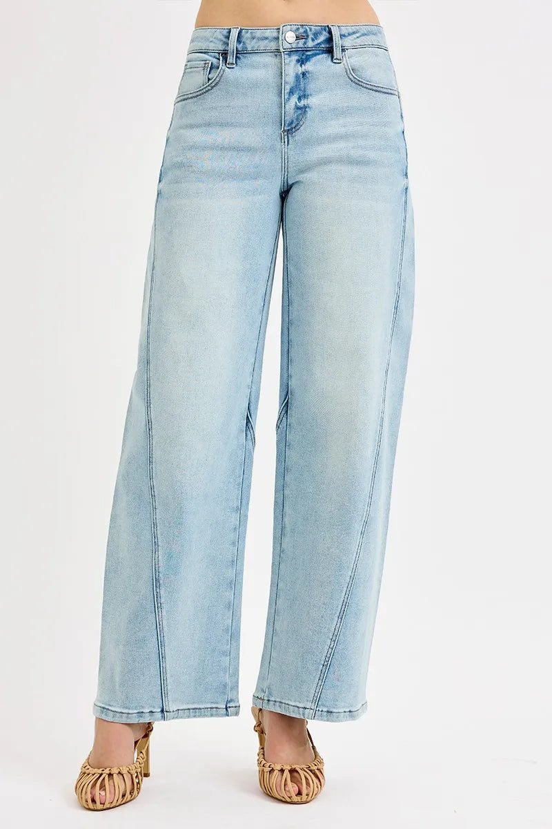 RISEN Full Size Mid Rise Fit Barrel Jeans Plus Size - Nikki &amp; Co. Boutique