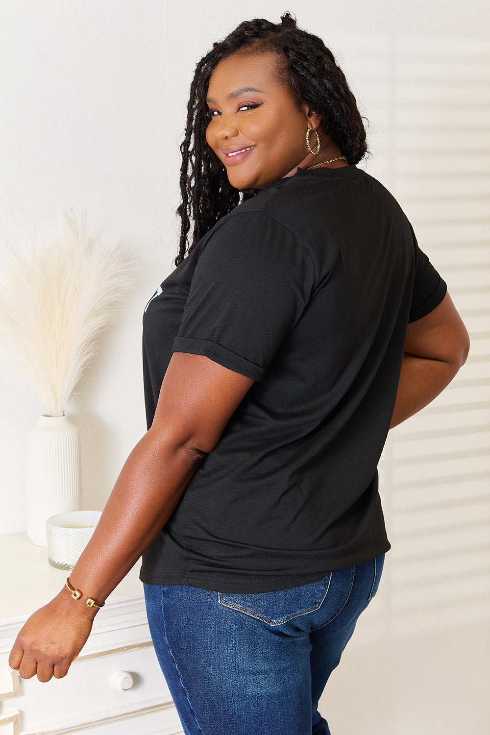 Simply Love Slogan Graphic Cuffed Sleeve T-Shirt | Nikki &amp; Co. Boutique