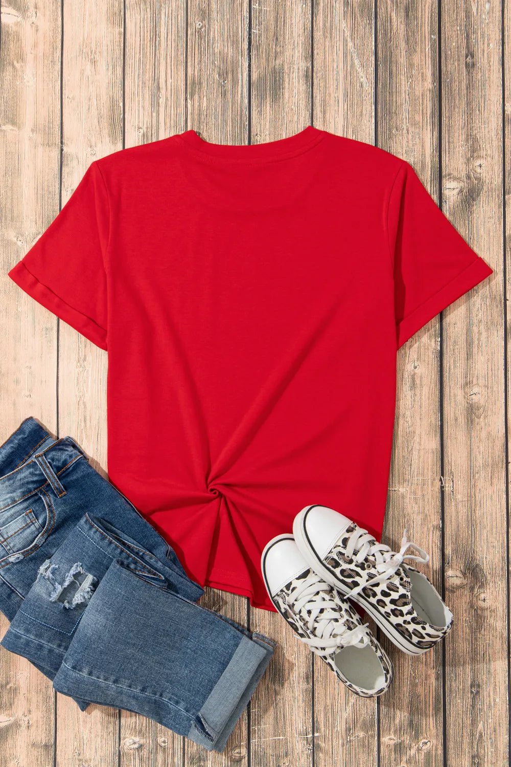 Heart Round Neck Shorts Sleeve T-Shirt - Nikki &amp; Co. Boutique