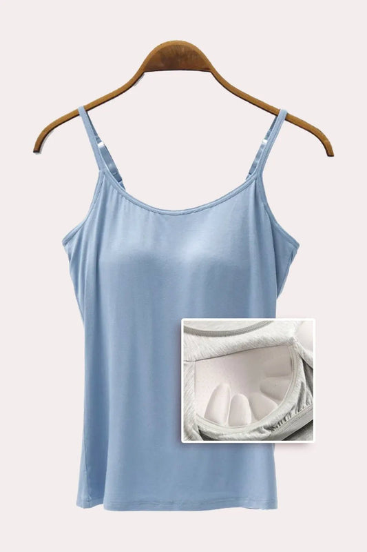 Full Size Adjustable Strap Modal Cami with Bra - Nikki and Co Boutique