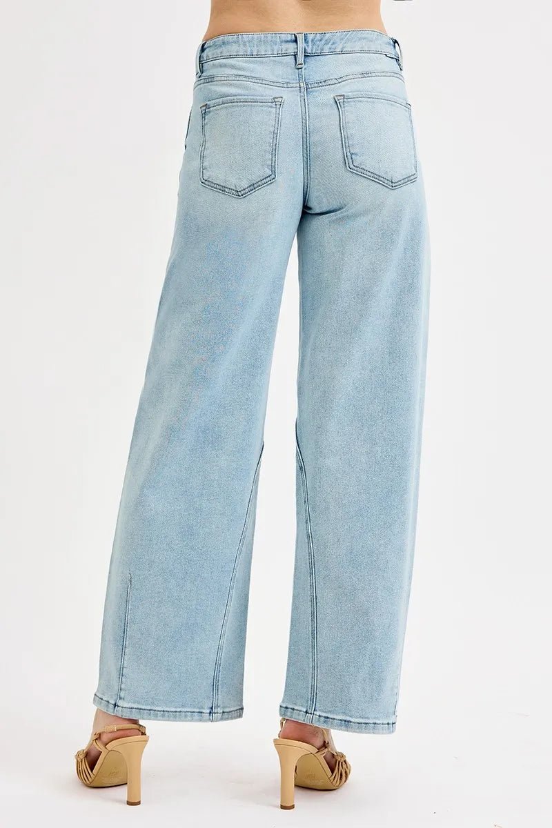 RISEN Full Size Mid Rise Fit Barrel Jeans Plus Size - Nikki &amp; Co. Boutique