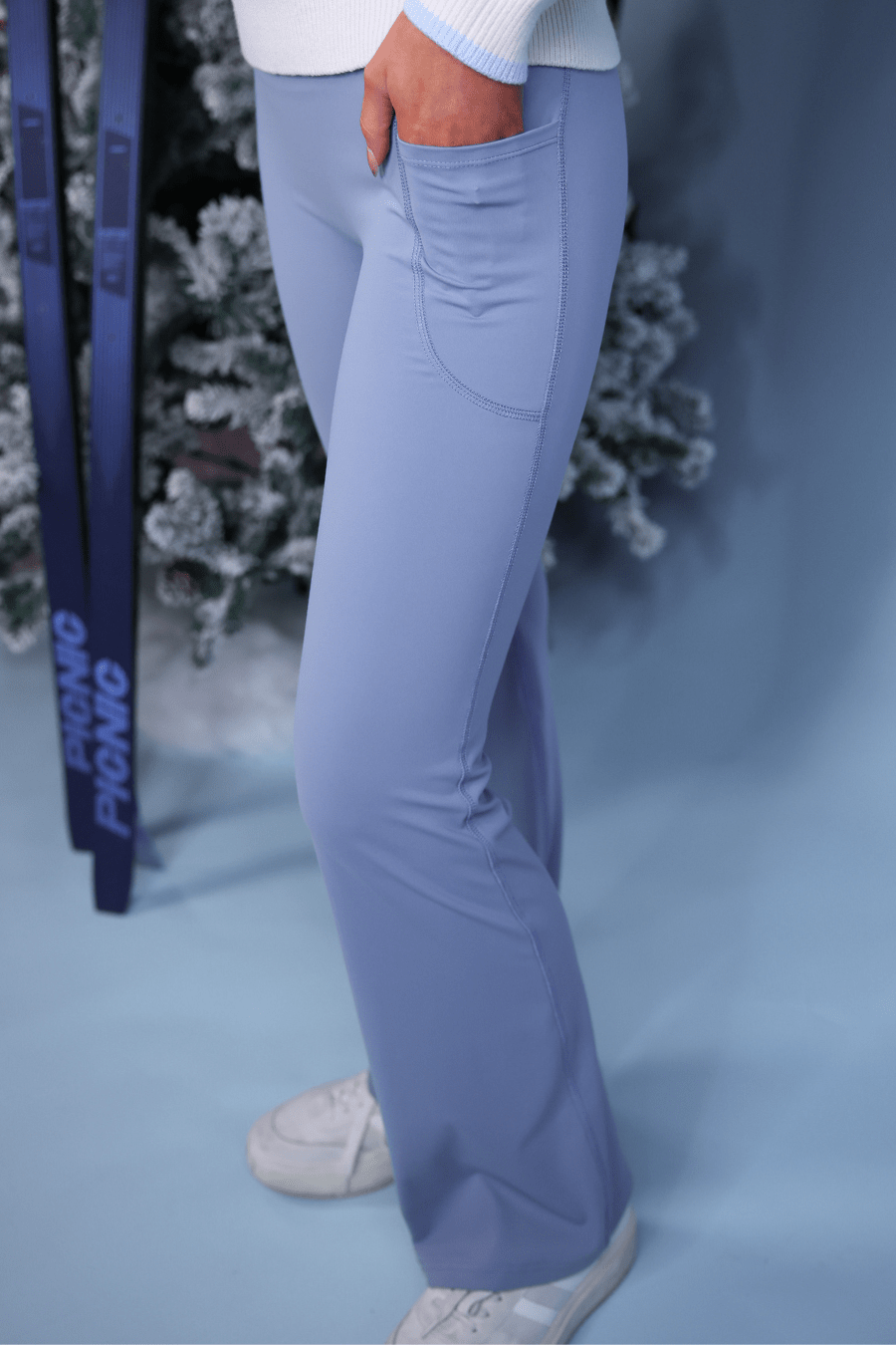 Compression Flared Leggings - Icy Gray (Pre-order) - Nikki &amp; Co. Boutique