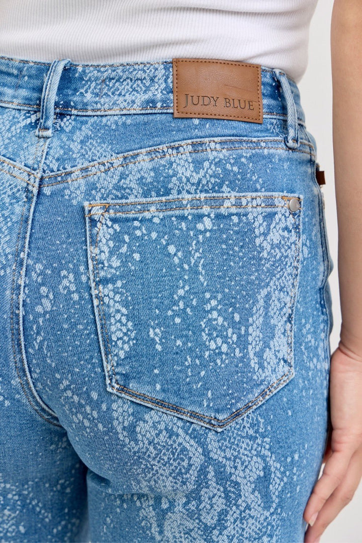 Judy Blue High Rise Ankle Wide Leg Jeans in Print Wash - Nikki &amp; Co. Boutique