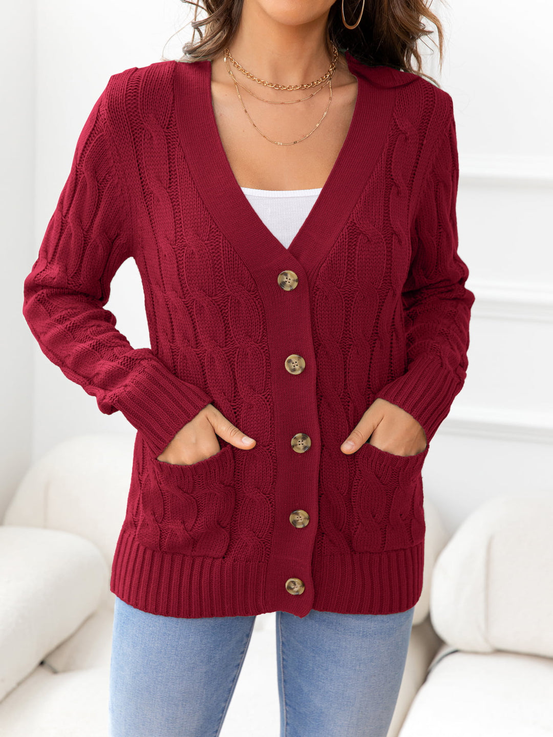 Button Down Cable-Knit Cardigan | Nikki &amp; Co. Boutique