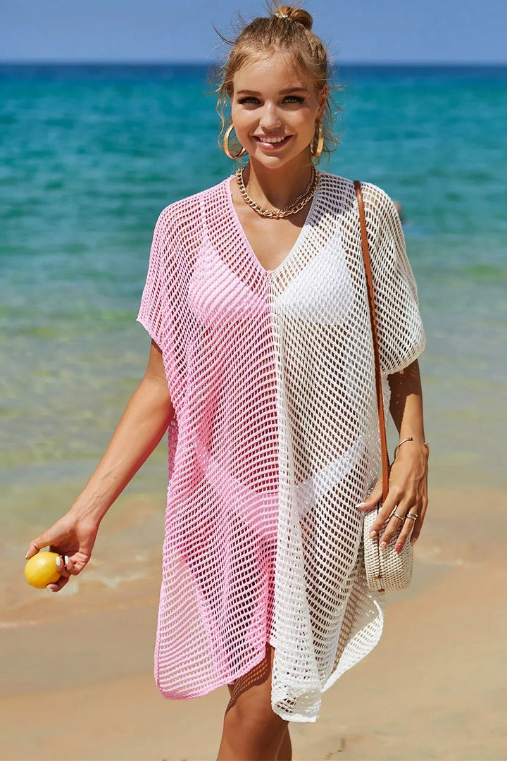 Angel Wings Openwork Contrast Slit Knit Cover Up | Nikki &amp; Co. Boutique