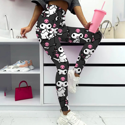 Hello Kitty print Yoga Pants Gym Leggings Women Girl Fitness Soft Tights High Waist Elastic Breathable No T Line Sports Pants