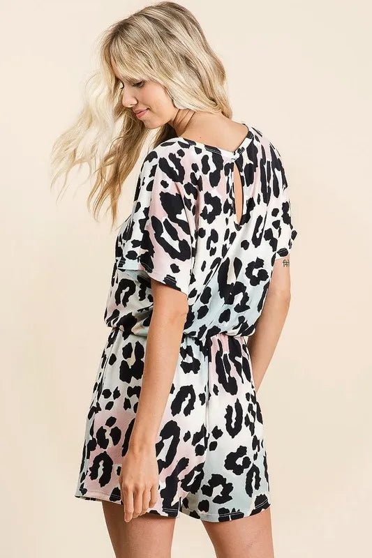 BiBi Gradation Leopard Soft Knit V-neck Romper | Nikki &amp; Co. Boutique