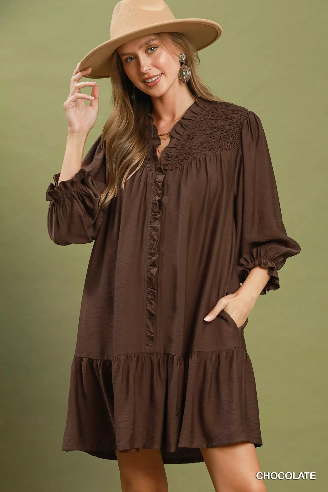Umgee Smocked Ruffle Detail Tiered Mini Dress - Nikki &amp; Co. Boutique