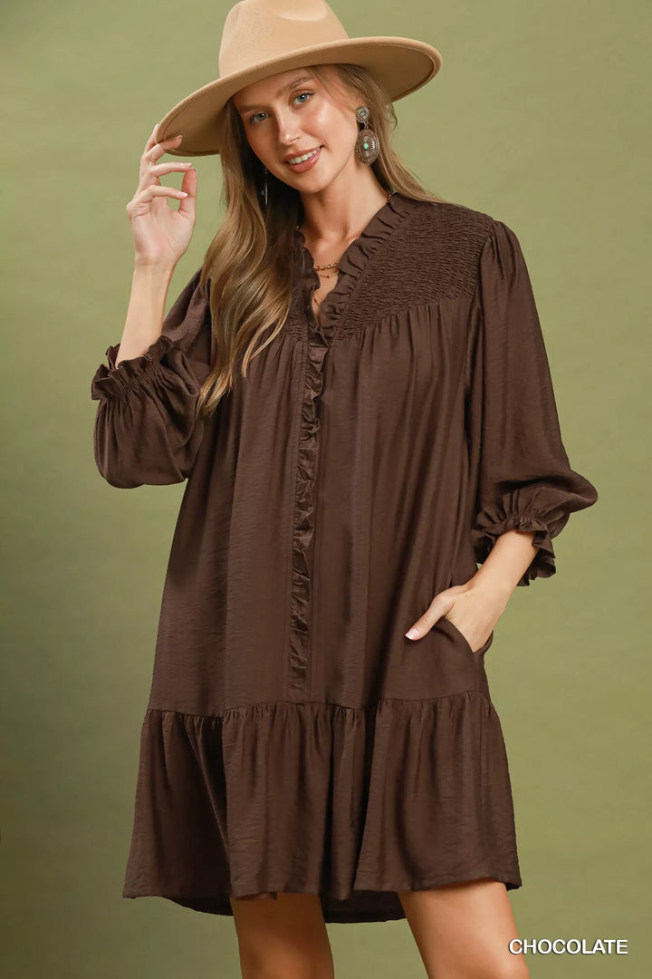 Umgee Smocked Ruffle Detail Tiered Mini Dress - Nikki &amp; Co. Boutique