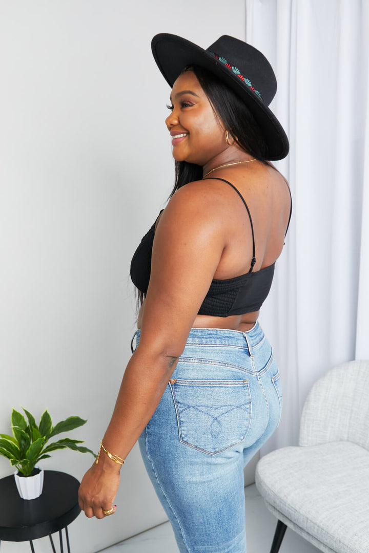 Zenana Full Size Textured Spaghetti Strap Bralette in Black | Nikki &amp; Co. Boutique