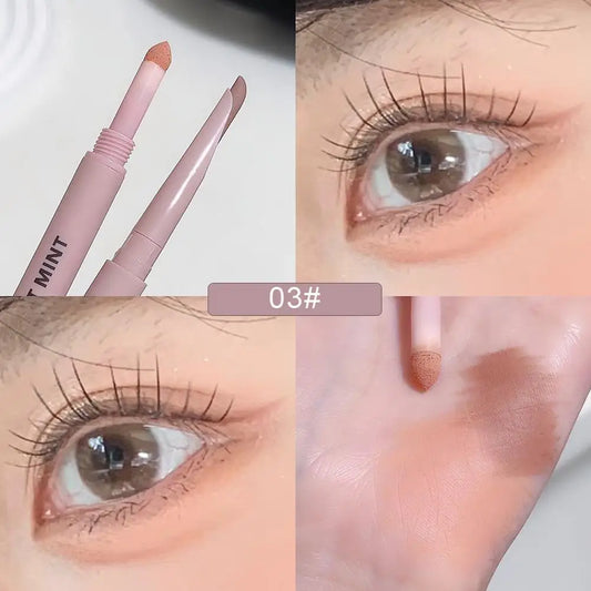 SWEET MINT Crescent Double-Ended Sleeping Silkworm Pen, Waterproof, Sweatproof, 2-in-1 Eye Brightener Makeup Stick
