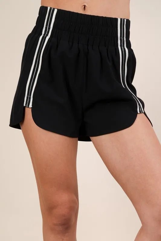 VERY J Striped Trim Detail Activewear Shorts - Nikki and Co Boutique