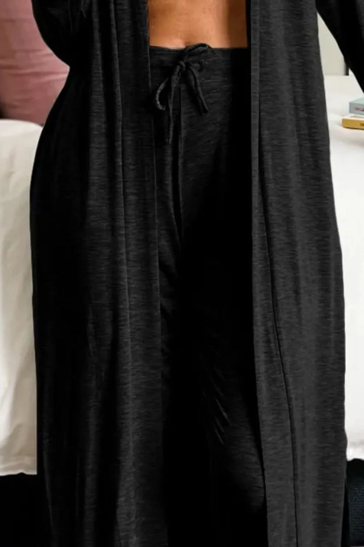Open Front Long Sleeve Cardigan and Pants Lounge Sets | Nikki &amp; Co. Boutique