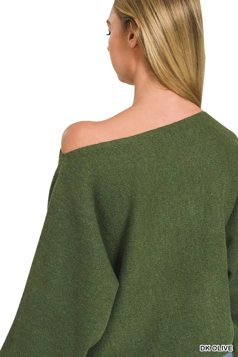 Zenana Boat Neck Balloon Sleeve Sweater - Nikki &amp; Co. Boutique