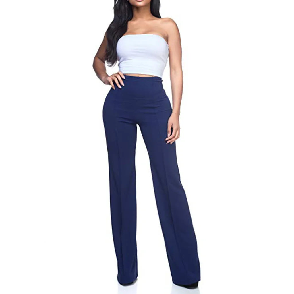 Women's Slim Bell-Bottoms Trousers Trendy Spring Autumn Pants Office Lady Solid Color Flared Trousers