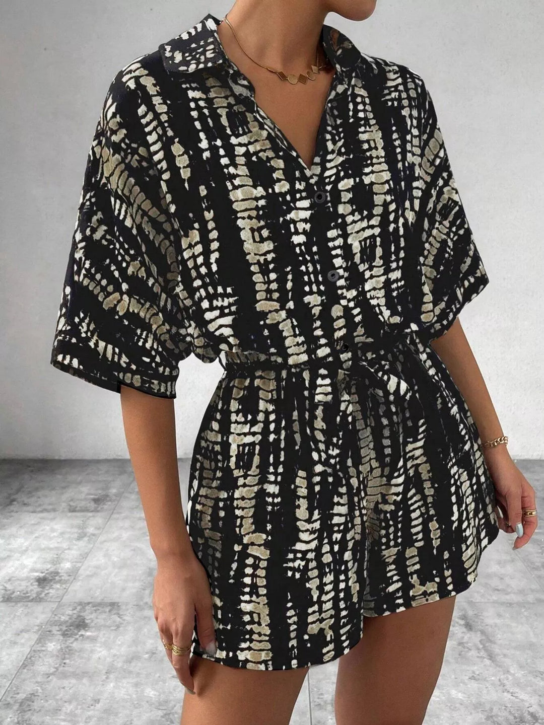 Striped Button - Up Belted Romper - Nikki &amp; Co. Boutique