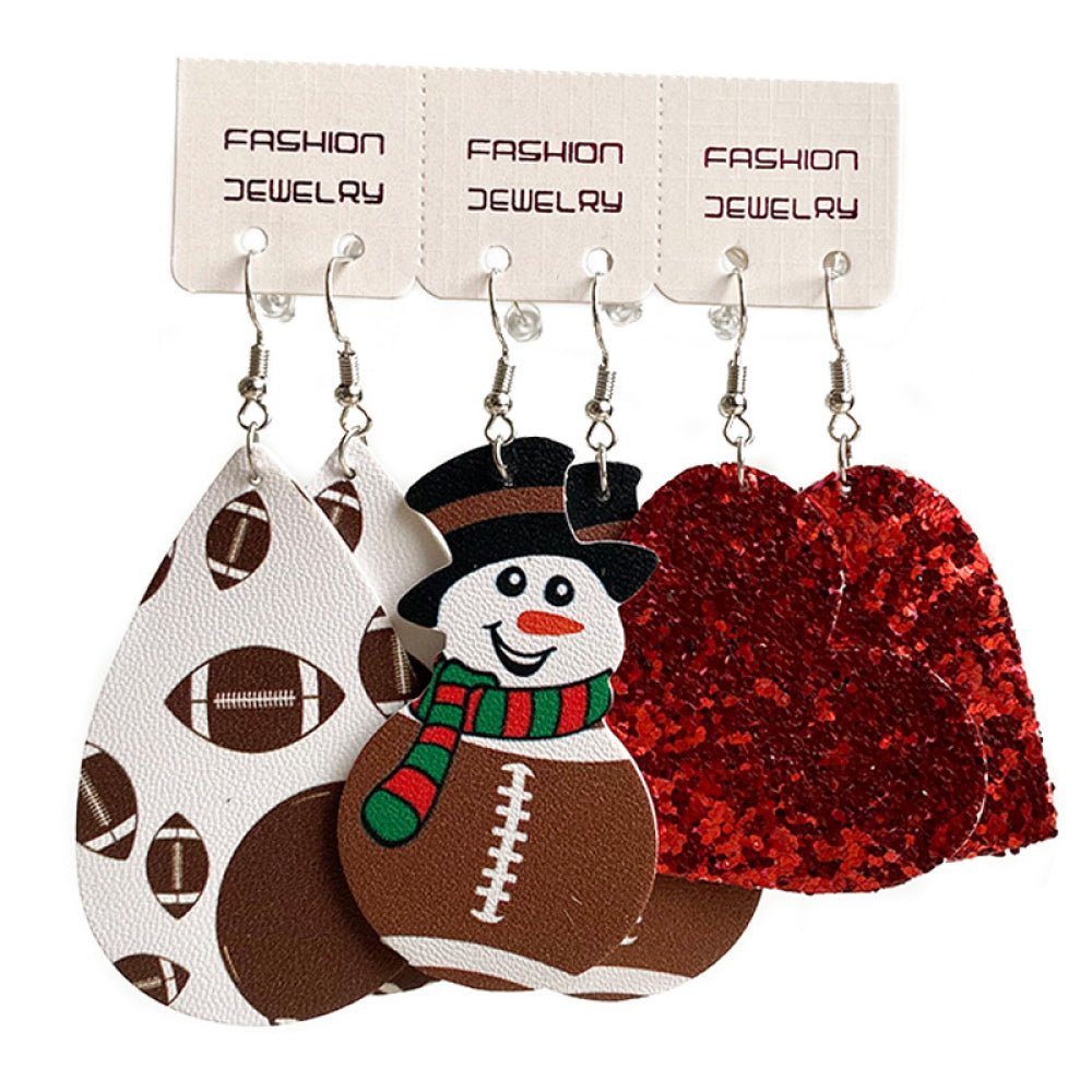 Sports Snowman &amp; Heart Earrings Set | 3 Pairs - Nikki &amp; Co. Boutique