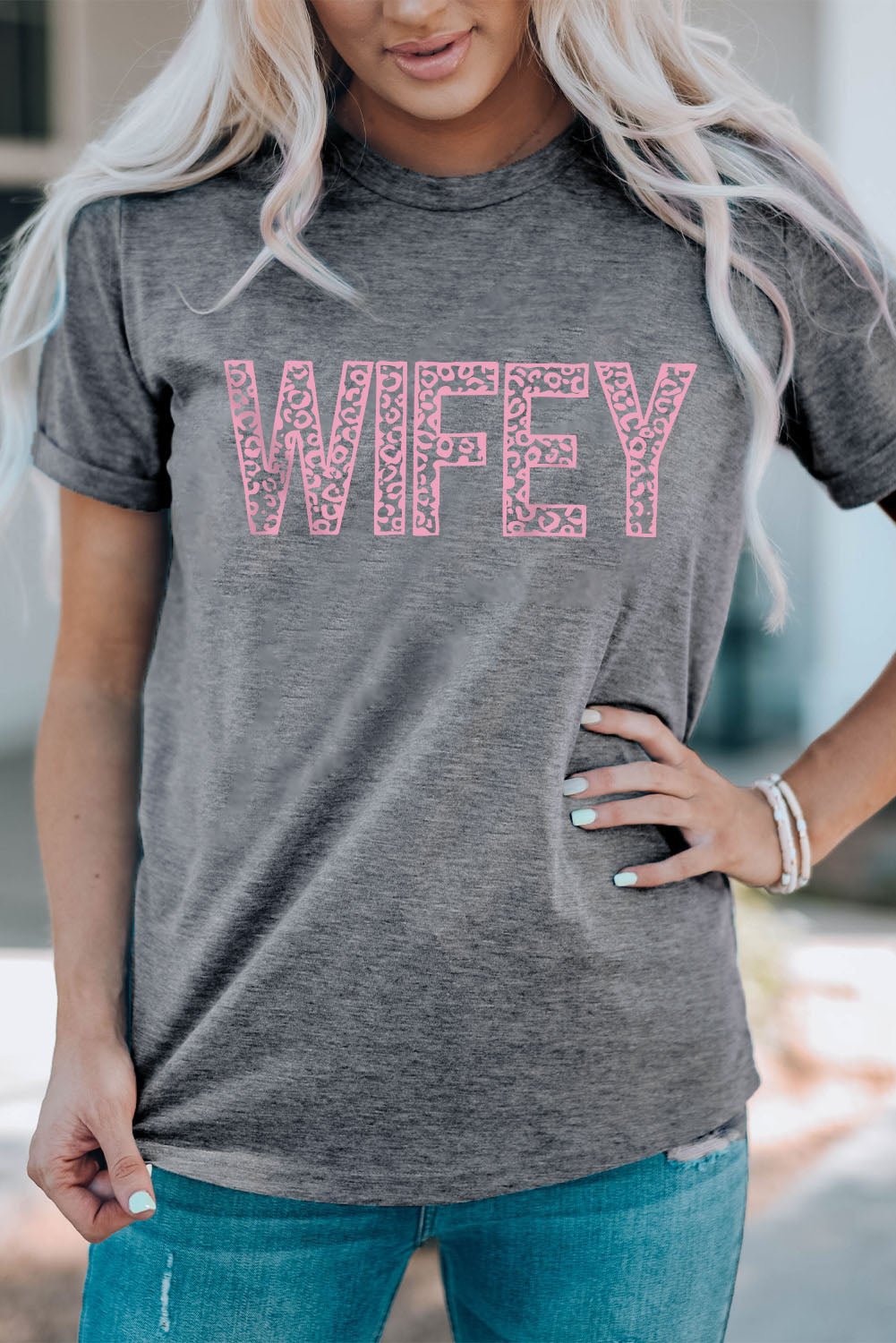 WIFEY Leopard Graphic Short Sleeve Tee - Nikki and Co Boutique