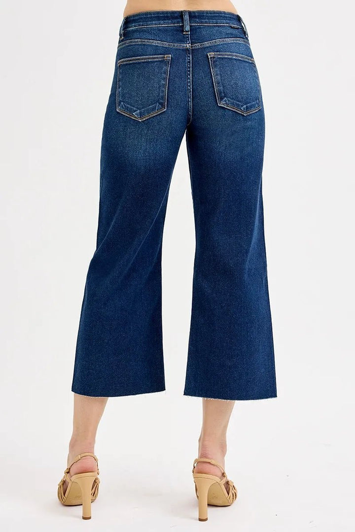 RISEN Full Size Tummy Control High Rise Crop Wide Jeans Plus Size - Nikki &amp; Co. Boutique