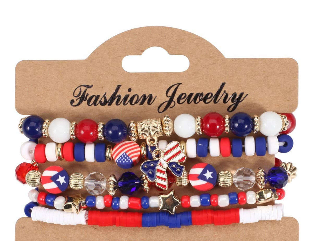 USA Flag Bohemian Beaded Bracelet (NP) - Nikki & Co. Boutique