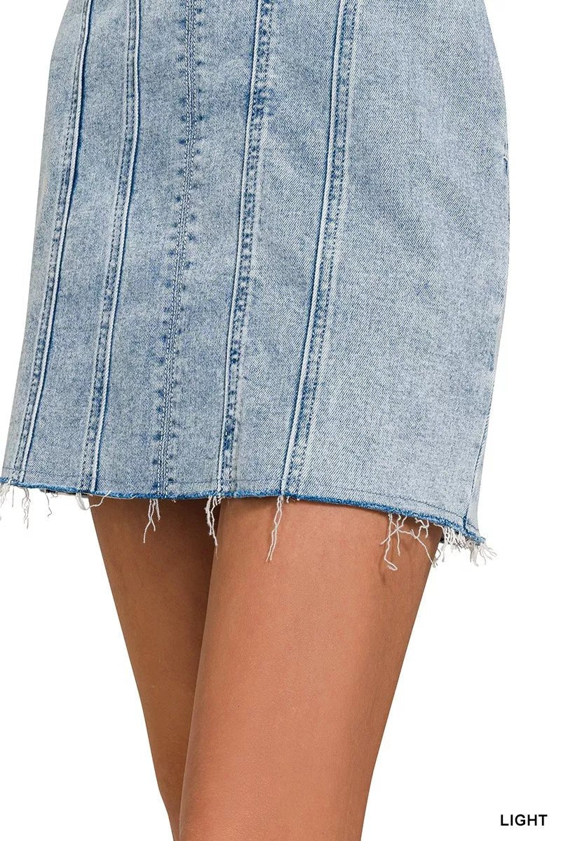 Zenana Spaghetti Strap Exposed Seam Light-Wash Dress | Nikki &amp; Co. Boutique