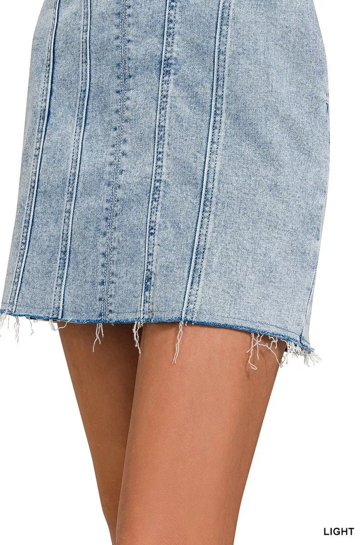 Zenana Spaghetti Strap Exposed Seam Light-Wash Dress | Nikki &amp; Co. Boutique