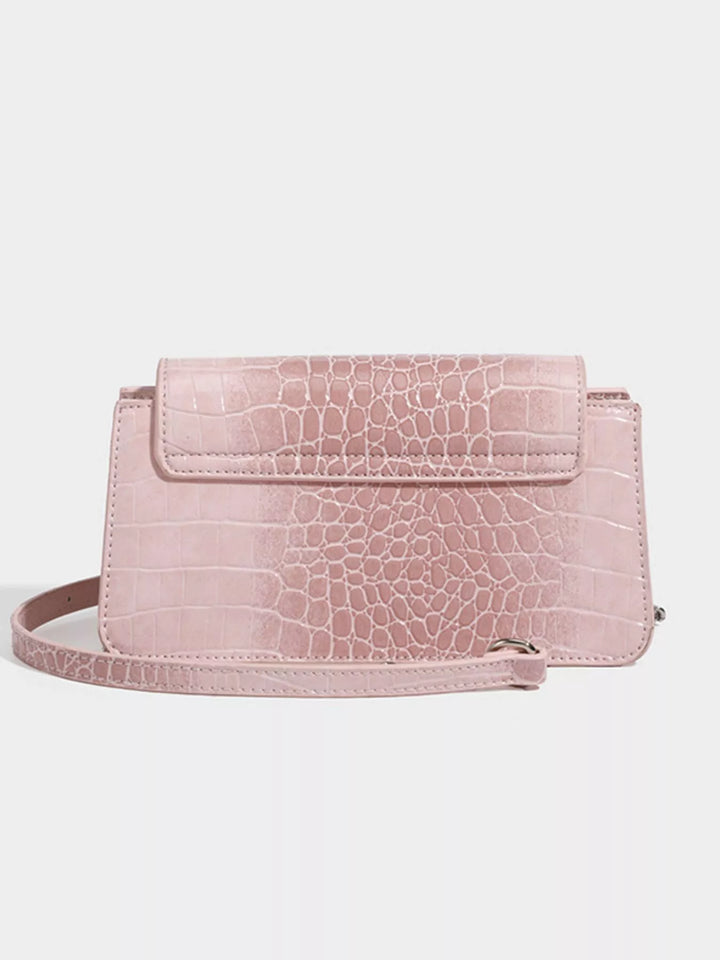 Crocodile Embossed Flap Crossbody Bag in Blush Pink - Nikki &amp; Co. Boutique