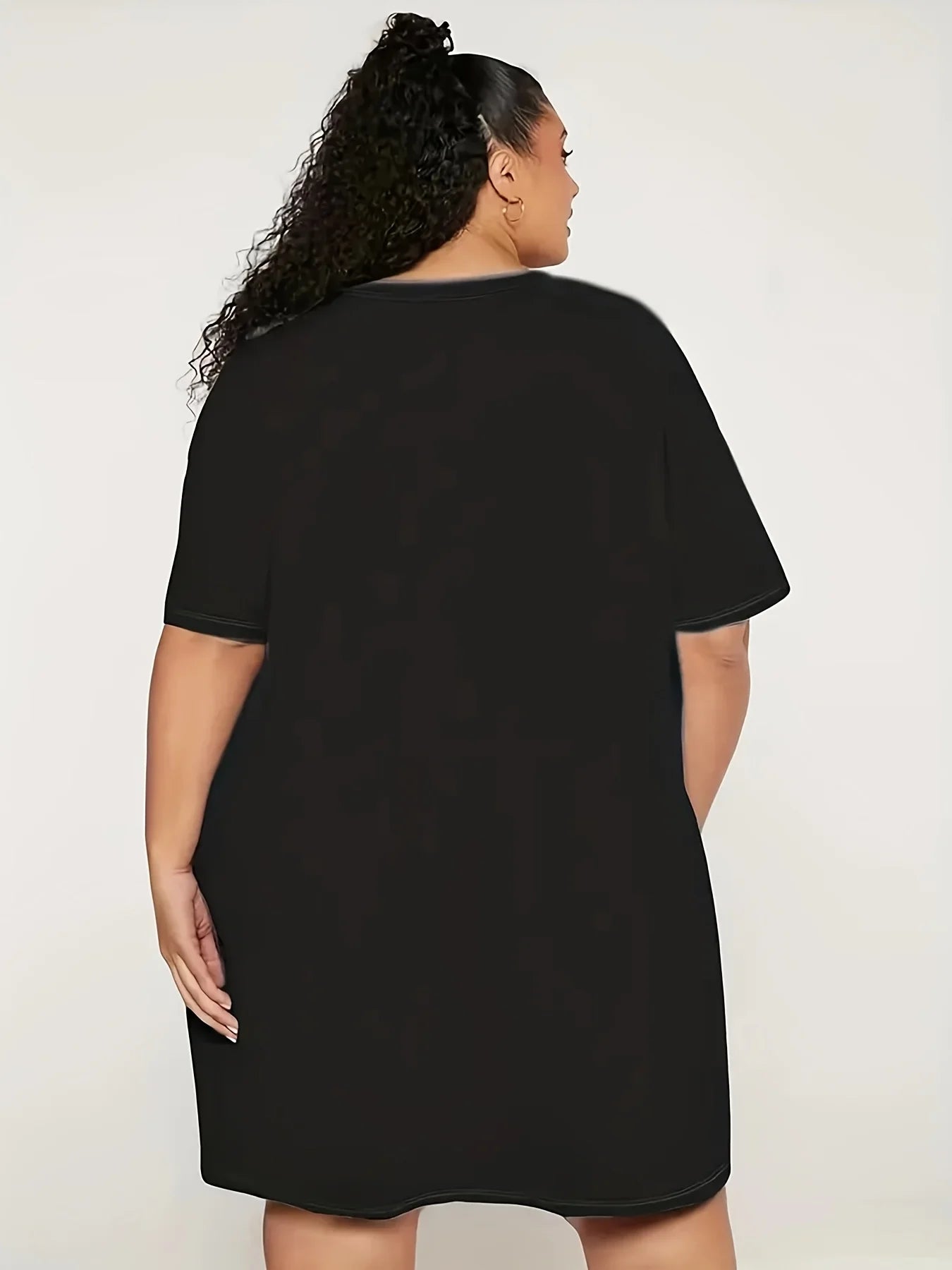 Summer Women's Plus Size Let Me Sleep Graphic T-shirts Dress Short Sleeve Round Neck Casual Sleepwear with Heart Design Dress