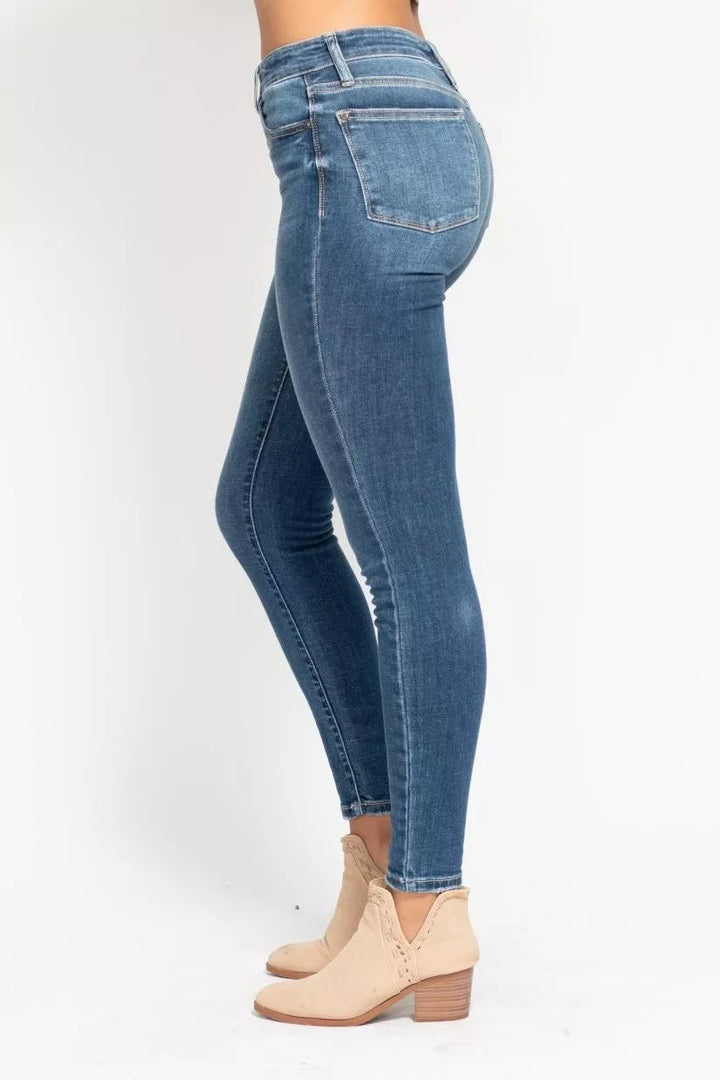 Judy Blue Full Size High Rise Button Fly Skinny Jeans Plus Size - Nikki &amp; Co. Boutique