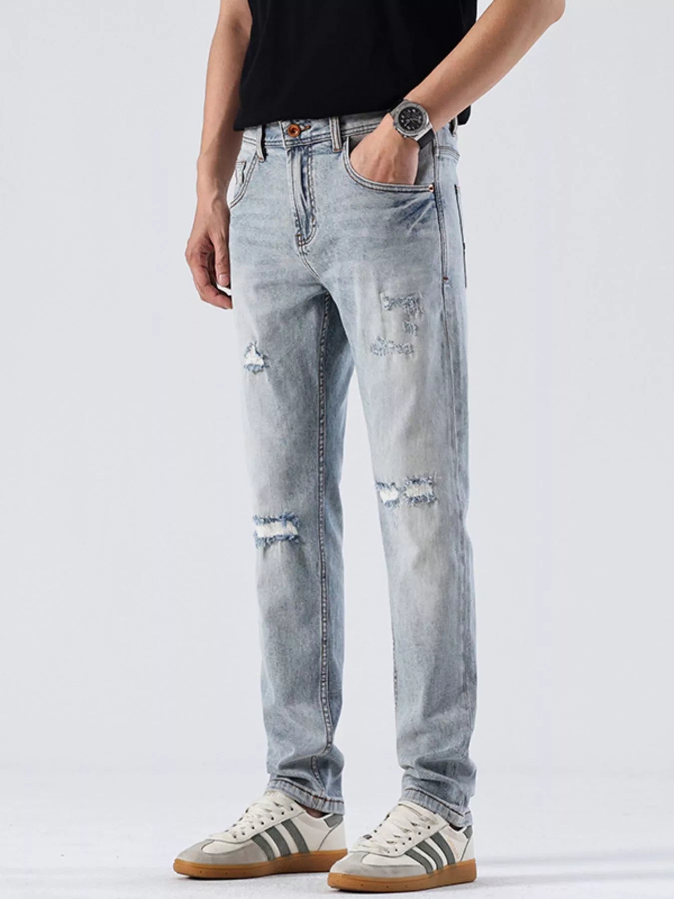 Men's Distressed Slim Fit Jeans - Nikki and Co Boutique