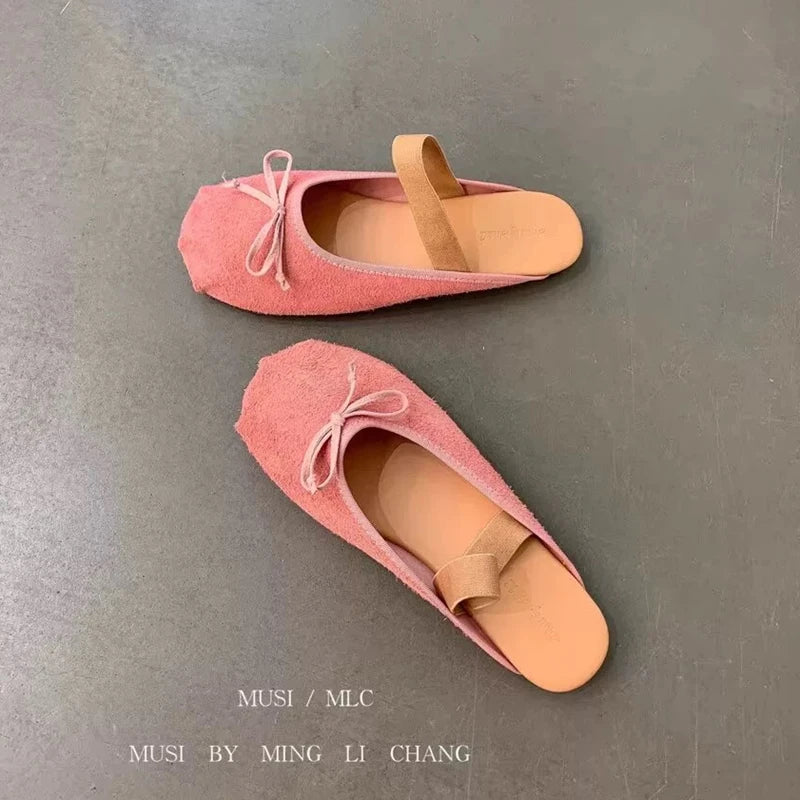 SUOJIALUN Autumn Women New Brand Slipper Fashion Round Toe Slip On Ladies Elegant Mules Shoes Soft Flat Heel Dress Slides S