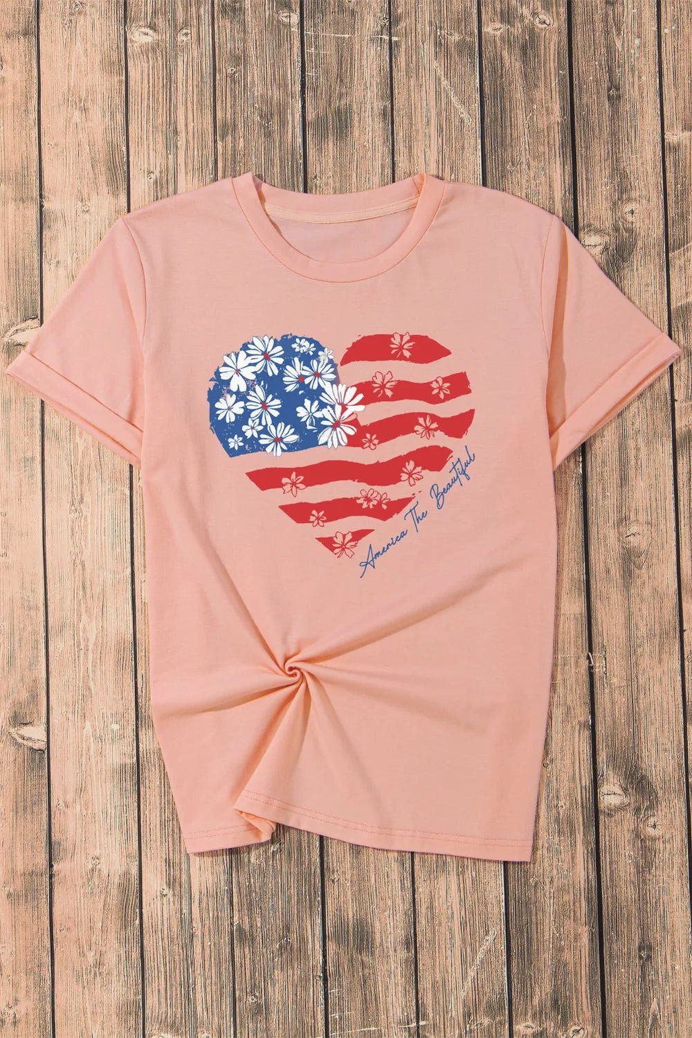 Heart Round Neck Shorts Sleeve T-Shirt - Nikki &amp; Co. Boutique