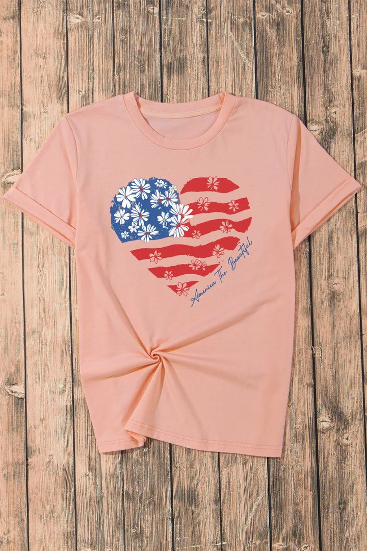 Heart Round Neck Shorts Sleeve T-Shirt - Nikki &amp; Co. Boutique