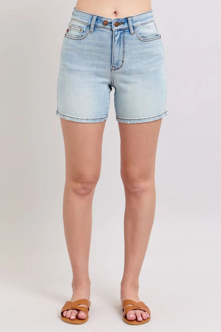 Judy Blue Full Size 2 Button Denim Shorts with Pockets Plus Size | Nikki &amp; Co. Boutique