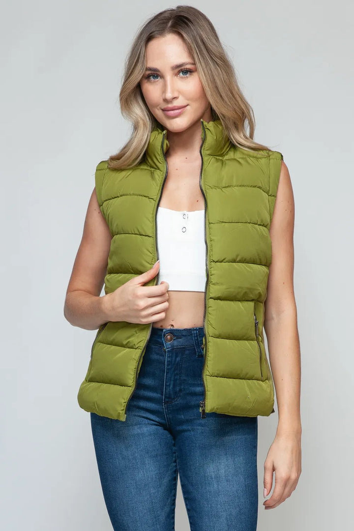Snobbish Zip Up Turtleneck Vest with Pockets - Nikki &amp; Co. Boutique